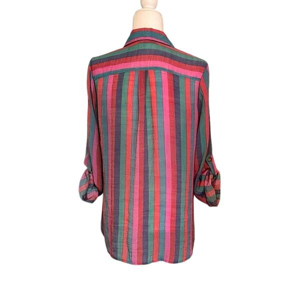 Robert Louis women's striped top blouse shirt M/LG? see measurements below. - Picture 4 of 5
